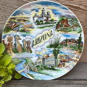 Vintage Ceramic Arizona Souvenir Plate Collectible With Amazing Graphics